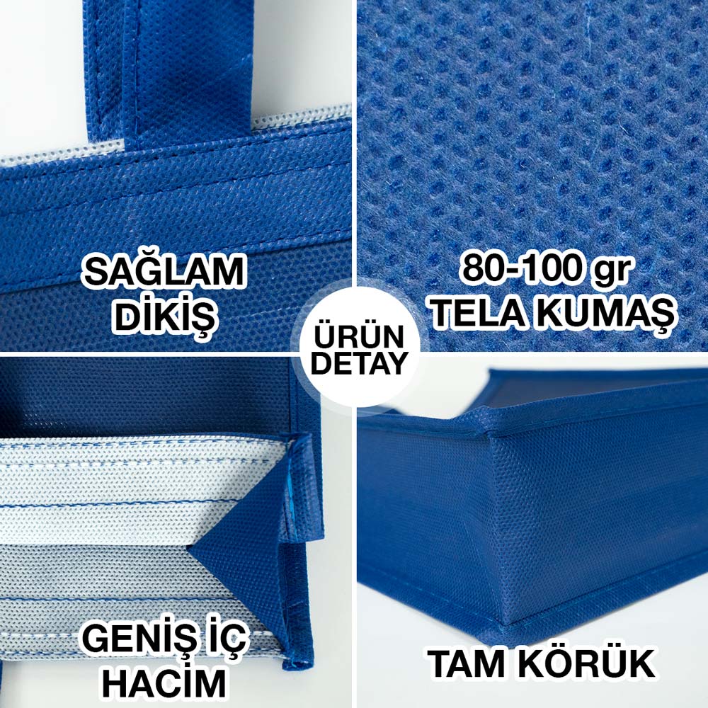 Tam Körüklü Mavi Tela Çanta (35x40 cm) - istecanta.com