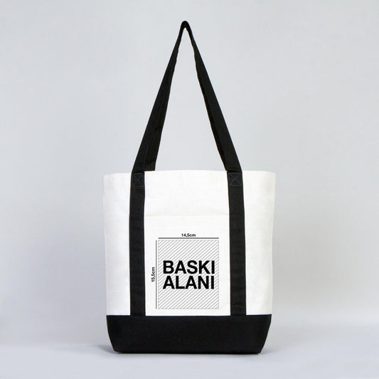 Trend Kanvas Çanta 40x35x12cm - Siyah Renkli Kulp (Özelleştirilebilir) - istecanta.com