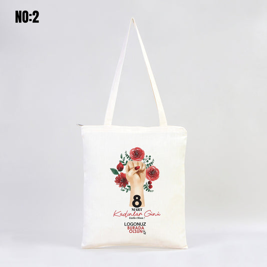 Fermuarlı Ham Bez Çanta 35x40 cm Kadınlar Günü Baskılı (Özelleştirilebilir) - istecanta.com