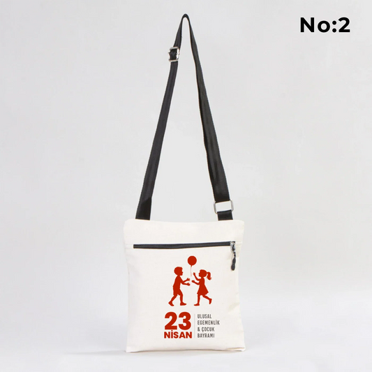 25x28 cm Baskılı Kanvas Fermuarlı Heybe Çanta - 23 Nisan Hediyesi - detay görünüm
