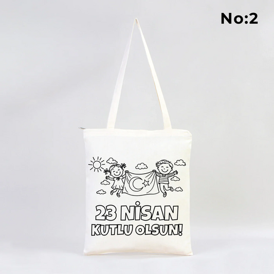 Boyanabilir 35x40 cm Ham Bez Fermuarlı Çanta - 23 Nisan Hediyesi - detay görünüm