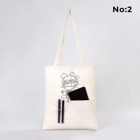 Boyanabilir 35x40 cm Gabardin Çift Cep Bölmeli Bez Çanta - 23 Nisan Hediyesi - detay görünüm