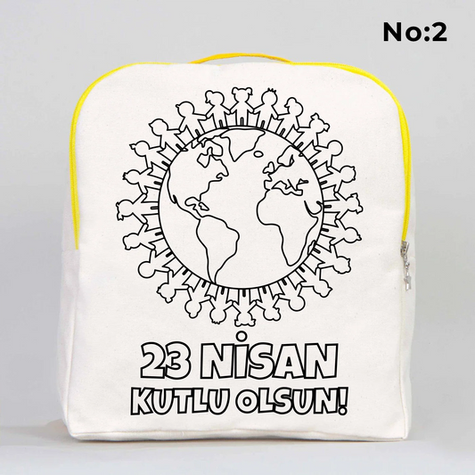 Boyanabilir 25x32x10 cm Sarı Renk VIP Kanvas Sırt Modeli - 23 Nisan Hediyesi - detay görünüm