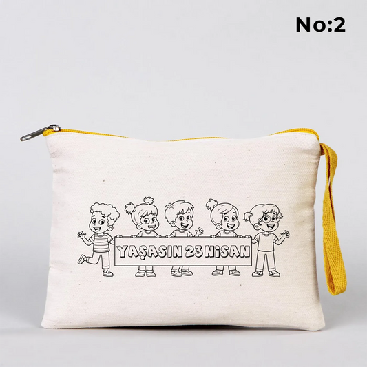 Boyanabilir 21x15 cm Sarı Fermuarlı - 23 Nisan Hediyesi - detay görünüm