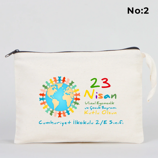 25x18 cm Ham Renk Astarsız Kalemlik - 23 Nisan Hediyesi (Okul-Sınıf Baskılı) - detay görünüm