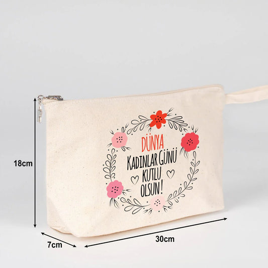 30x18x7 cm Kanvas Kalemlik Körüklü - Kadınlar Günü Hediyesi - detay görünüm