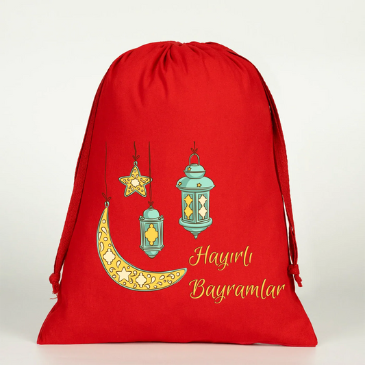 30x40 cm Kırmızı Bez Kese - Bayram Çantası