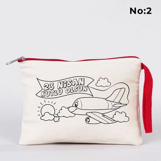 Boyanabilir 21x15 cm Kırmızı Fermuarlı - 23 Nisan Hediyesi - detay görünüm