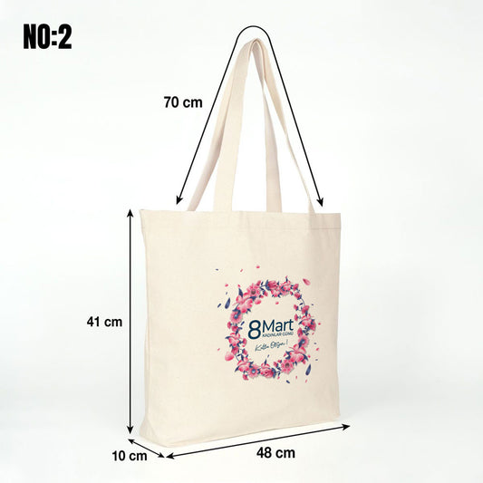 Kadınlar Günü Kanvas Plaj Çantası 48x41x10cm - istecanta.com
