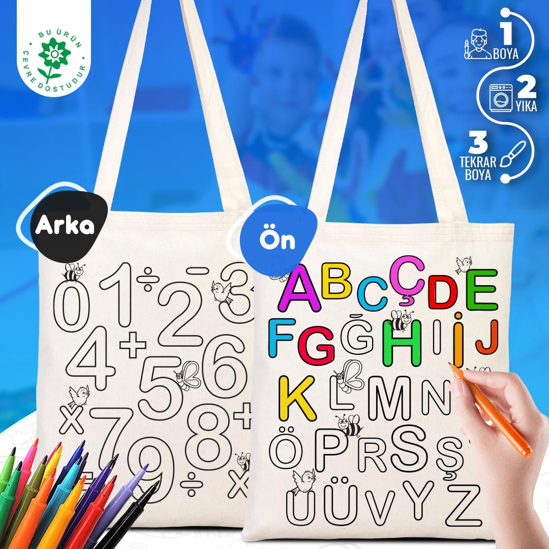 ABC - Boyanabilir Çanta - Kalemli - istecanta.com