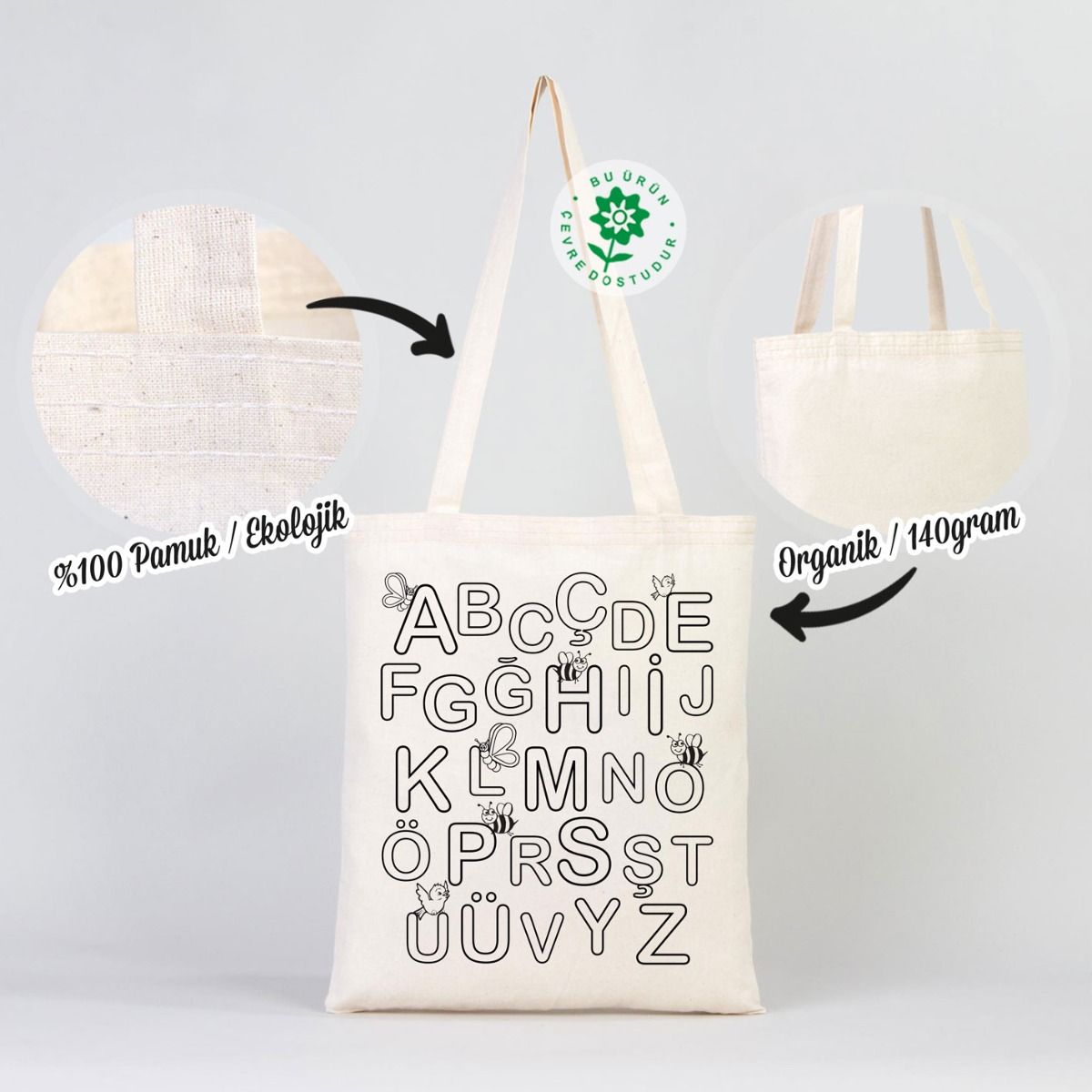 ABC - Boyanabilir Çanta - Kalemli - istecanta.com