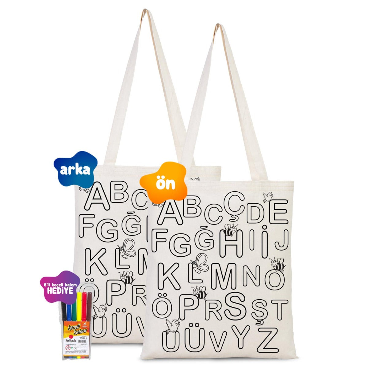 ABC - Boyanabilir Çanta - Kalemli - istecanta.com
