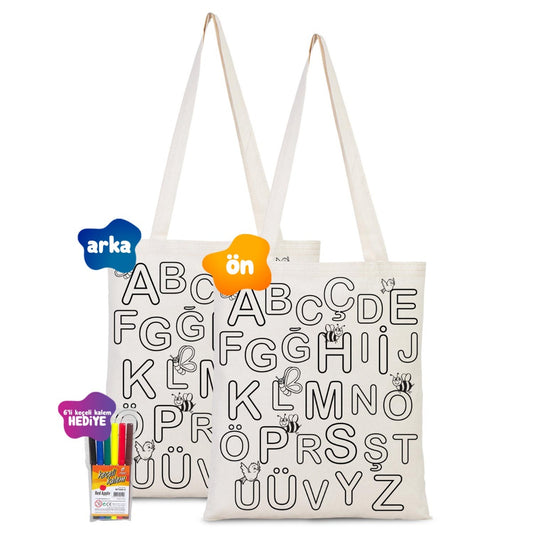 ABC - Boyanabilir Çanta - Kalemli - istecanta.com