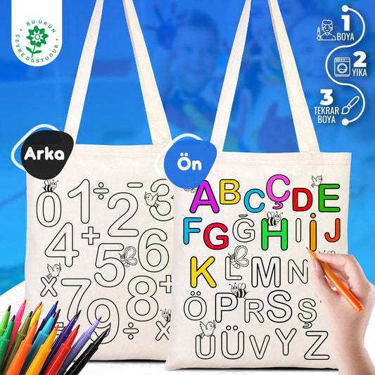 ABC Boyama Çanta Ham Bez 35x40cm - istecanta.com