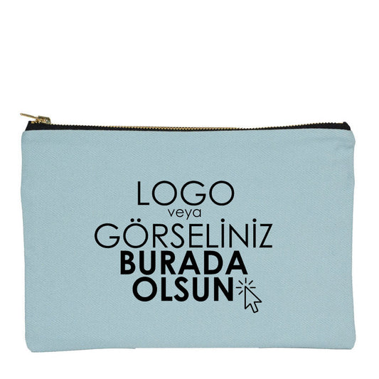 Prime Clutch - Metal Fermuar Çanta (25x18) Açık Mavi (Turkuaz) (özelleştirilebilir)