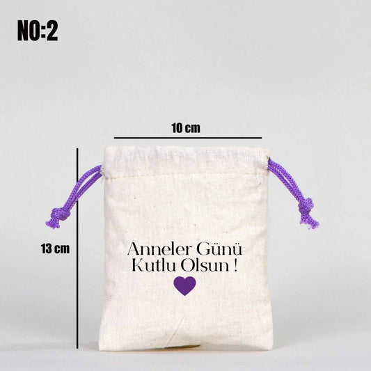 Anneler Günü Bez Kese 10x13 cm - Renkli İp - istecanta.com