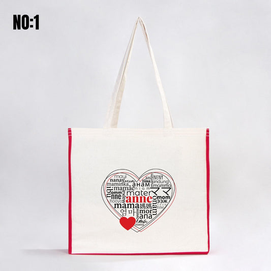 Anneler Günü Hediyelik Modelleri Kanvas Çanta Renkli Tam Körüklü - 40x35x10 cm - istecanta.com