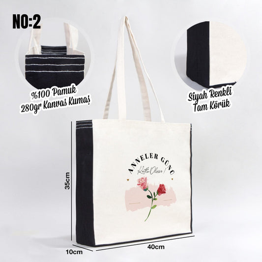 Anneler Günü Hediyelik Modelleri Kanvas Çanta Renkli Tam Körüklü - 40x35x10 cm - istecanta.com