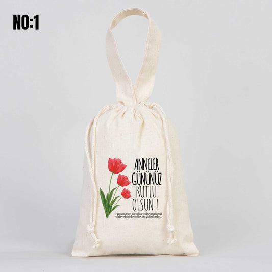 Anneler Günü Bez Kese Tek Tutma Kısa Kulp - 15,5x20 cm - istecanta.com