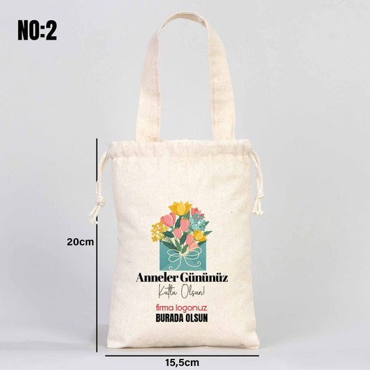 Anneler Günü Bez Kese Tek Tutma Kısa Kulp - 15,5x20 cm - istecanta.com