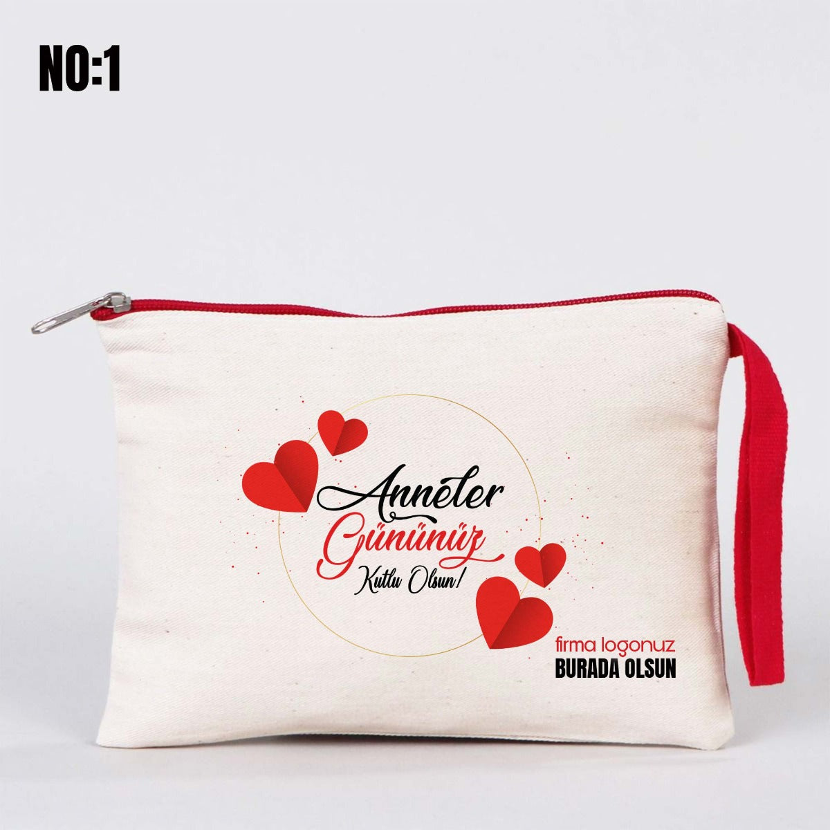 Anneler Günü Renkli Fermuarlı Clutch 21x15 cm - istecanta.com