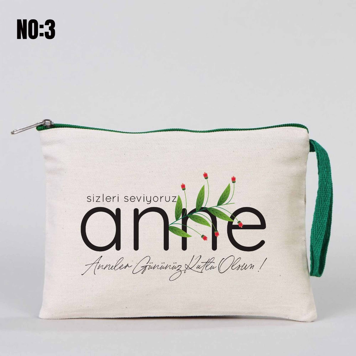 Anneler Günü Renkli Fermuarlı Clutch 21x15 cm - istecanta.com