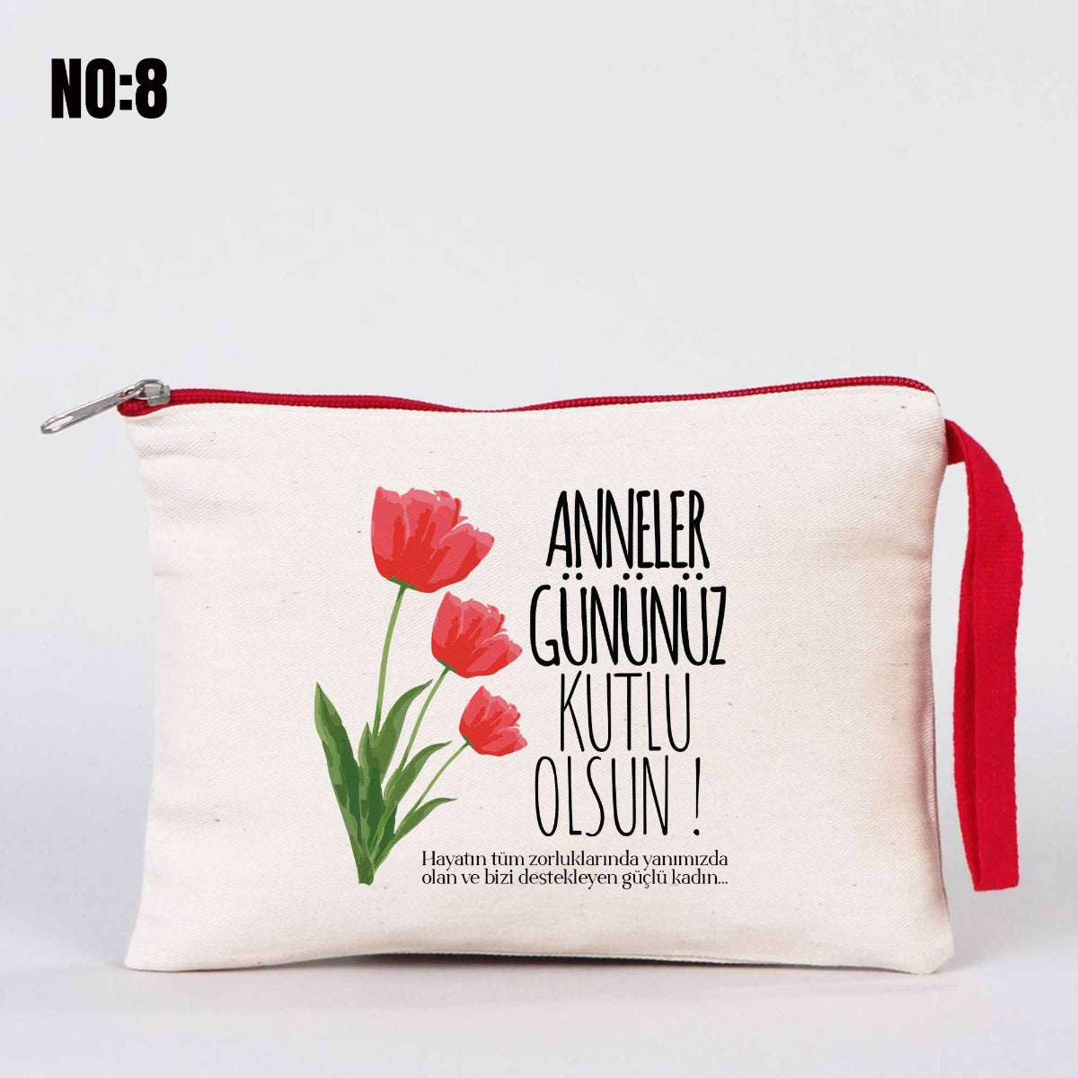 Anneler Günü Renkli Fermuarlı Clutch 21x15 cm - istecanta.com