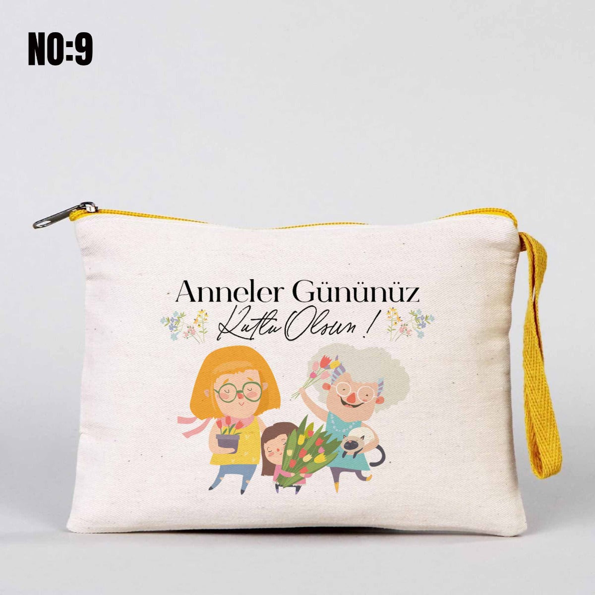 Anneler Günü Renkli Fermuarlı Clutch 21x15 cm - istecanta.com