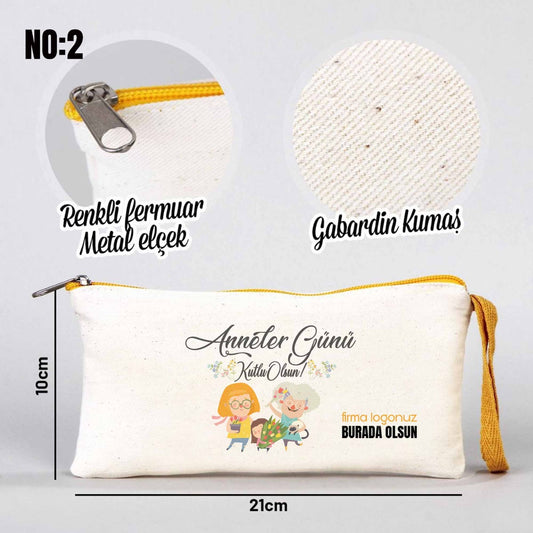 Anneler Günü Renkli Fermuarlı Kalemlik Çanta 21x10 cm - istecanta.com