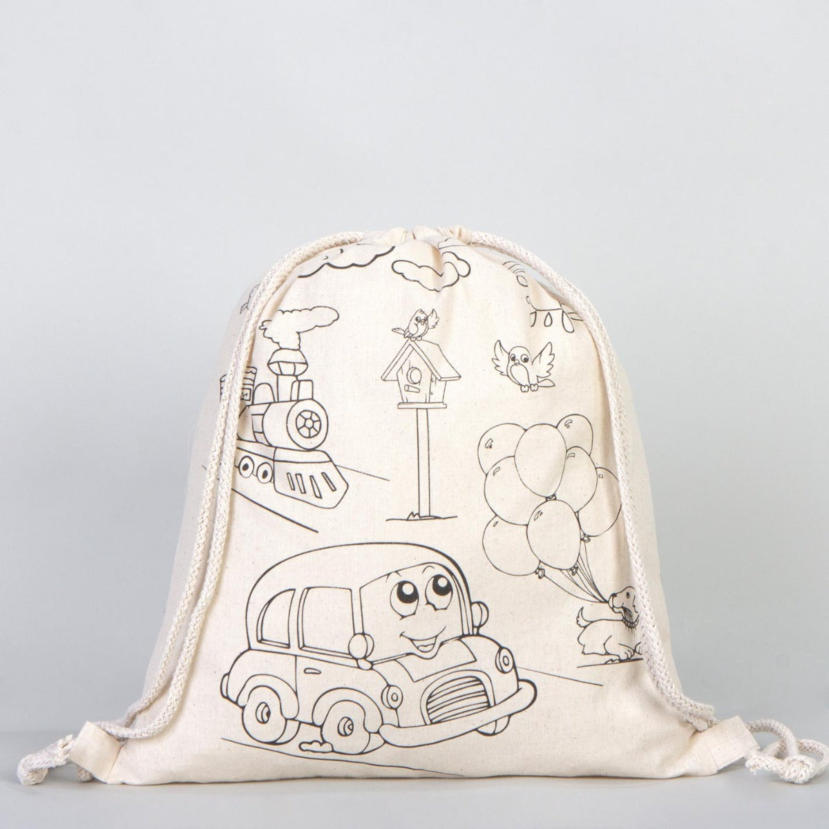 Bammerz İp Büzgülü Bez Sırt Çantası 35X40 cm Araba-Uçak - istecanta.com