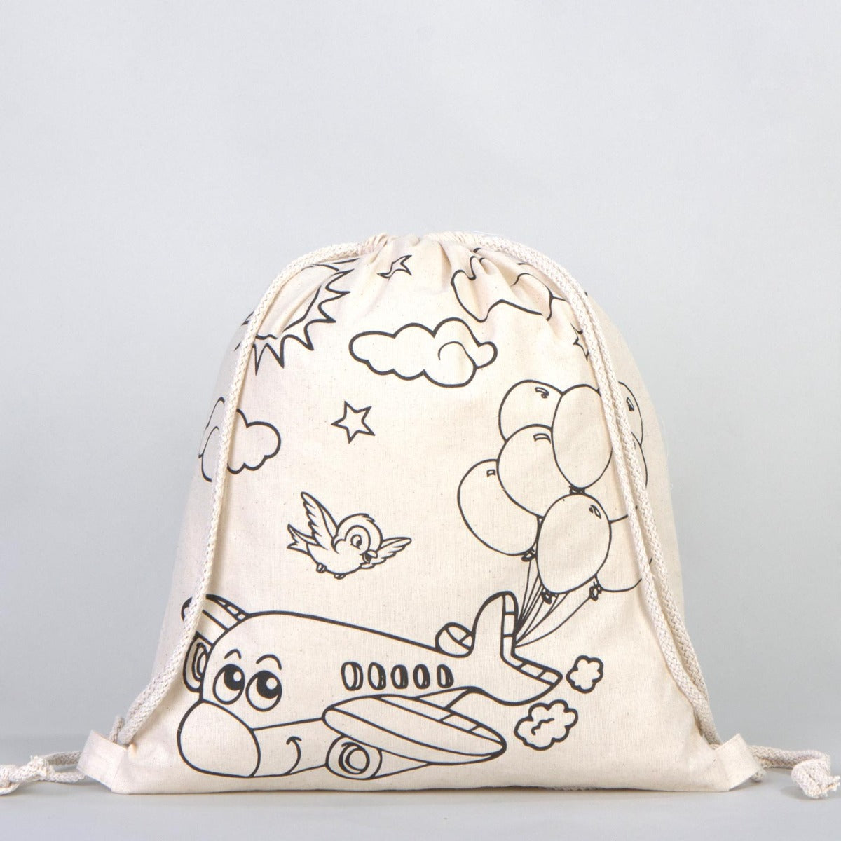 Bammerz İp Büzgülü Bez Sırt Çantası 35X40 cm Araba-Uçak - istecanta.com