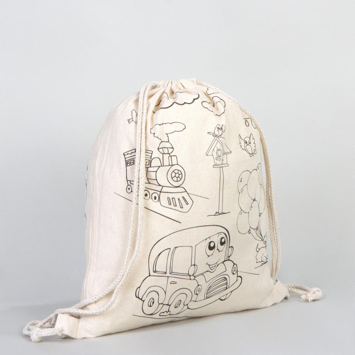 Bammerz İp Büzgülü Bez Sırt Çantası 35X40 cm Araba-Uçak - istecanta.com