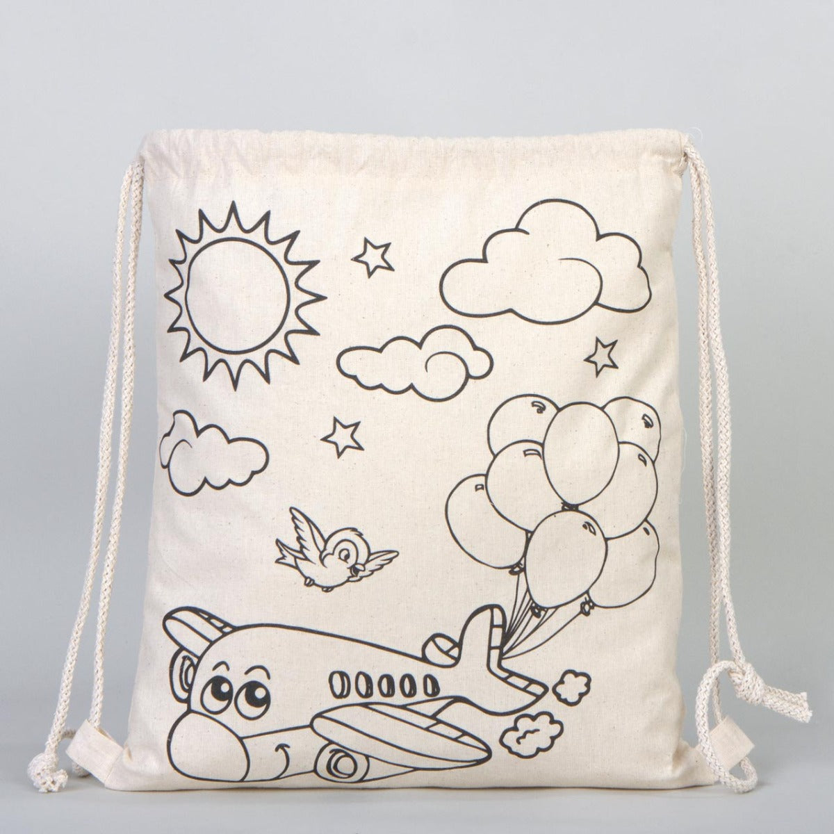 Bammerz İp Büzgülü Bez Sırt Çantası 35X40 cm Araba-Uçak - istecanta.com