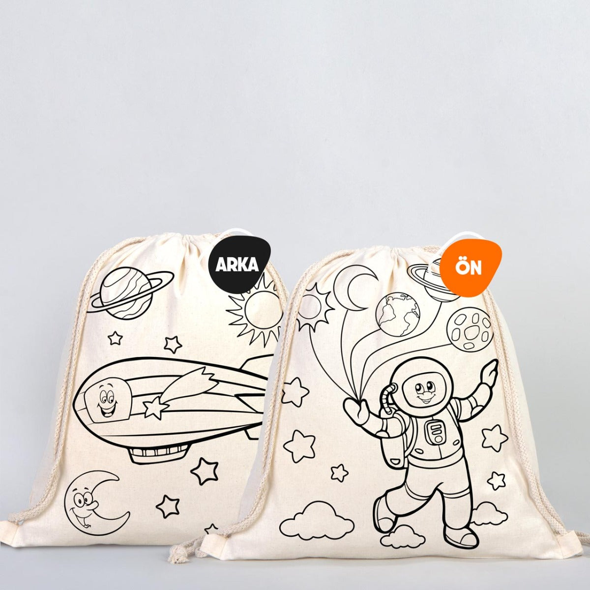 Bammerz İp Büzgülü Bez Sırt Çantası 35X40 cm Astronot - Zeplin - istecanta.com