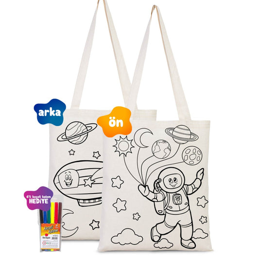 Astronot-Zeplin Boyanabilir Çanta - Kalemli - istecanta.com