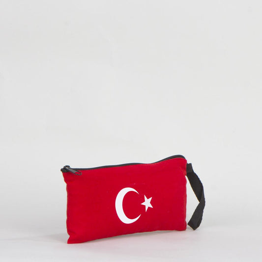 Kırmızı Bez Kalemlik - Ayyıldız Desenli - istecanta.com