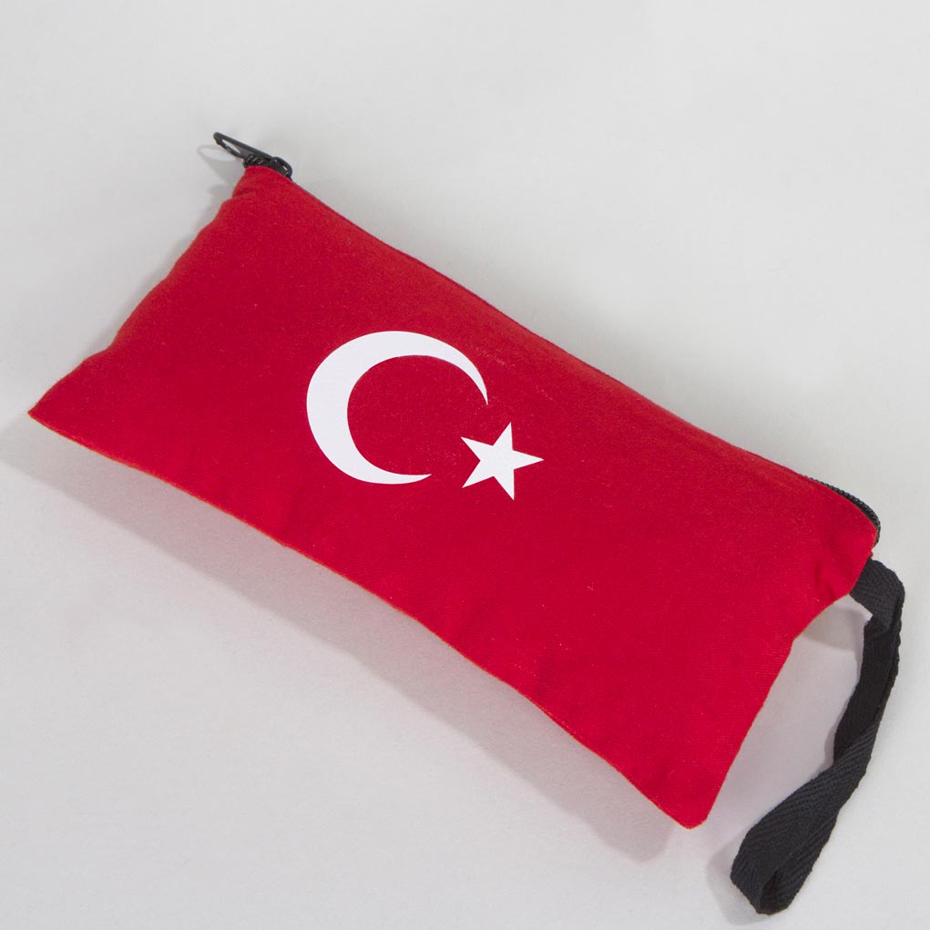 Kırmızı Bez Kalemlik - Ayyıldız Desenli - istecanta.com