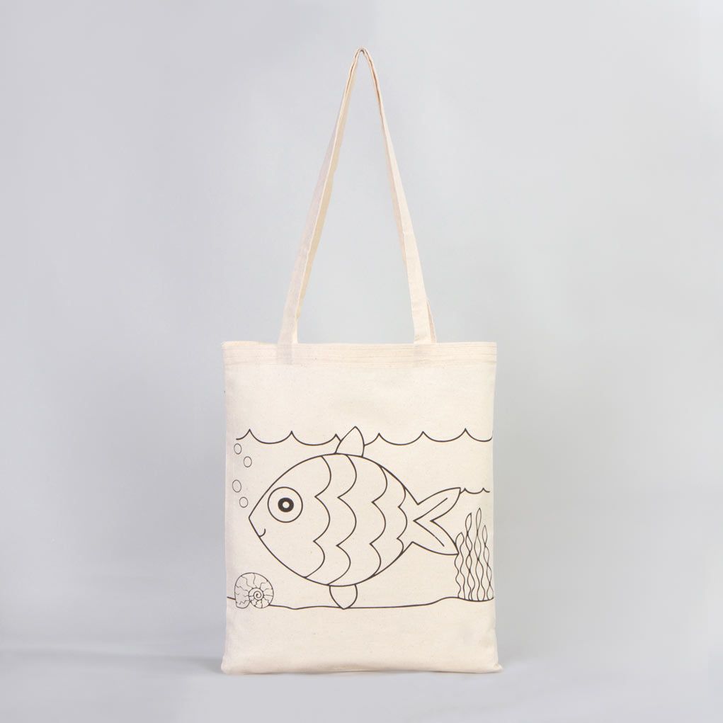 Balık - Kayık Boyanabilir Çanta - Kalemli - istecanta.com