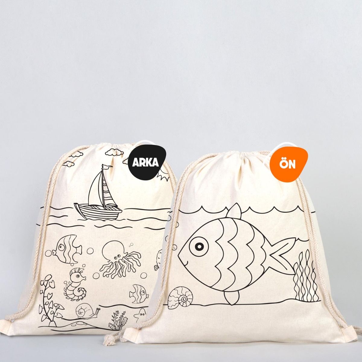 Büzgülü Çanta Hobi Boyama Set 1 - 20 Adet Boyanabilir Büzgülü Çanta / 2 Adet Carioca Kumaş Boya Kalemi - istecanta.com