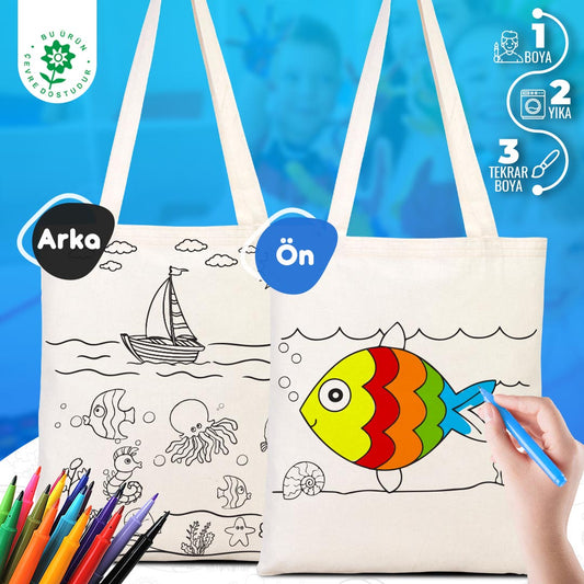 Bammerz Hambez 35X40 cm Balık - Kayık Boyama Çanta - istecanta.com