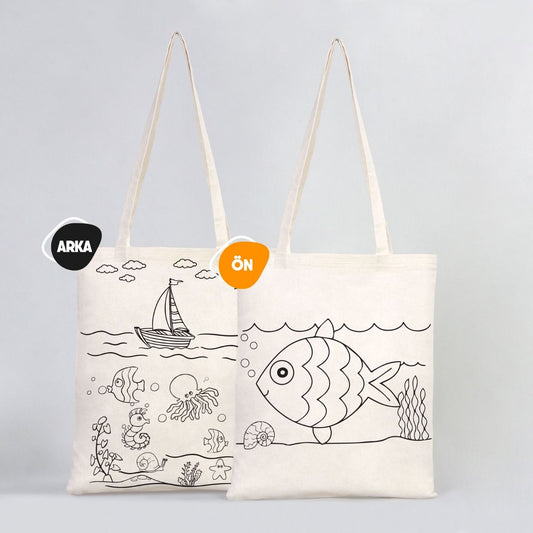 Hobi Bez Çanta Boyama Set 4 - 20 Adet Çift Yön Boyanabilir Çanta / 2 Adet Carioca Kumaş Boya Kalemi - istecanta.com