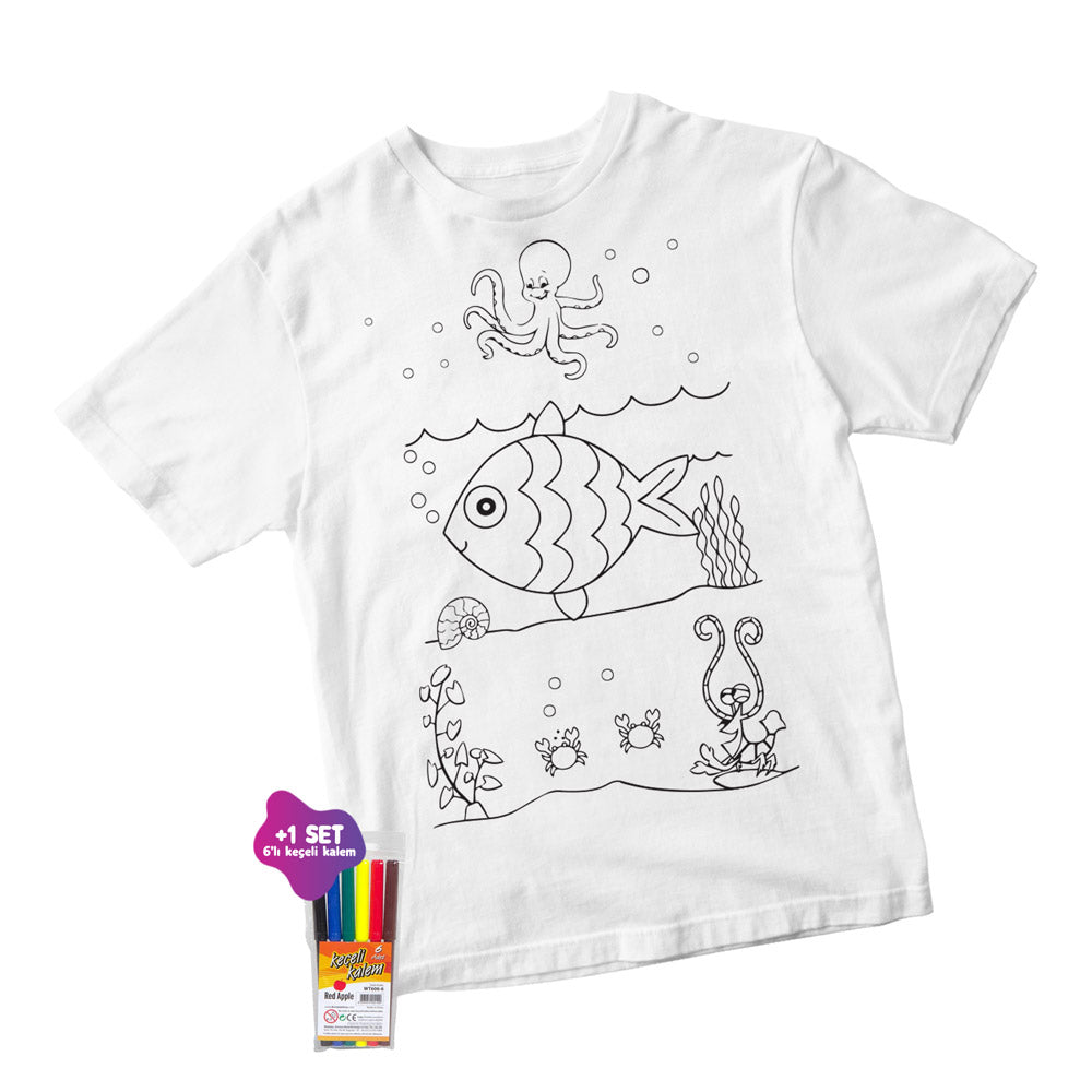 Balık Boyanabilir Tişört - Kalemli - istecanta.com