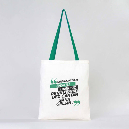 Ham Bez Çanta Yeşil Kulp 35x40 cm (Özelleştirilebilir) - istecanta.com