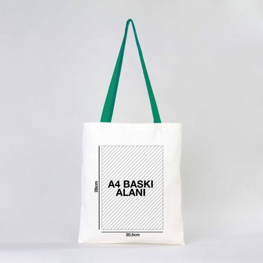 Ham Bez Çanta Yeşil Kulp 35x40 cm (Özelleştirilebilir) - istecanta.com
