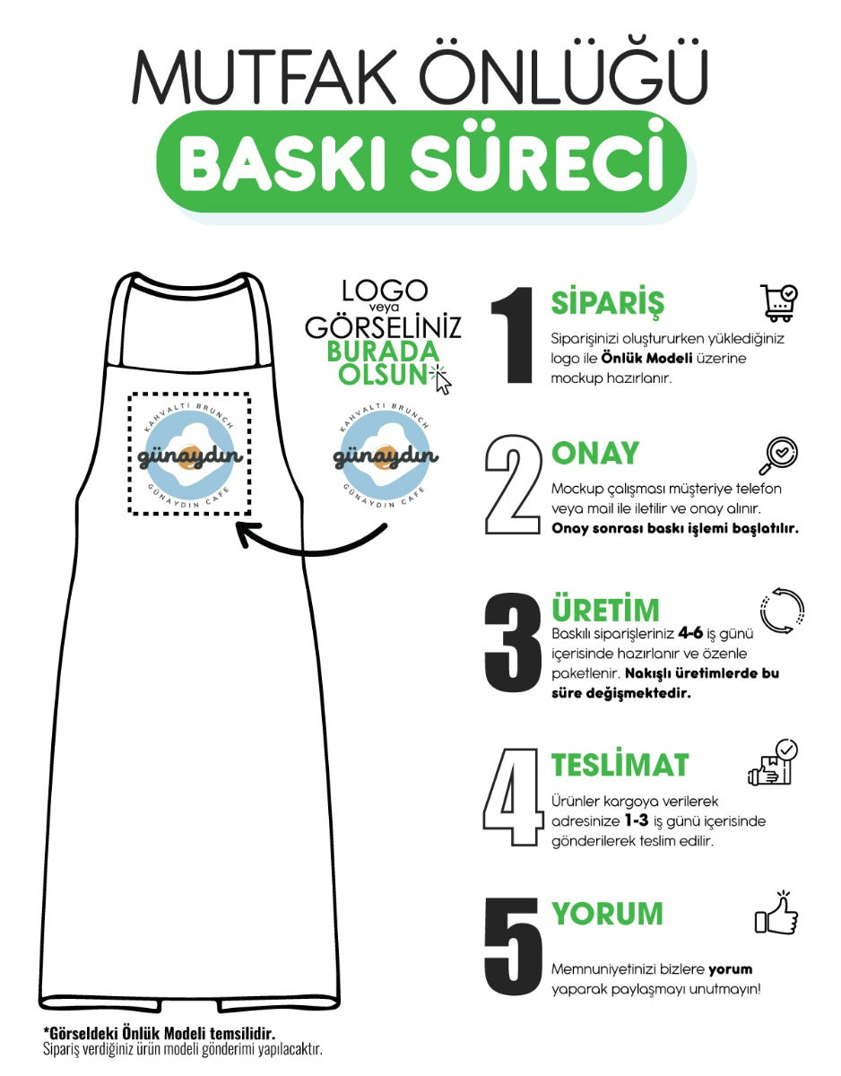 Baskılı Mutfak Önlüğü - Bordo - istecanta.com