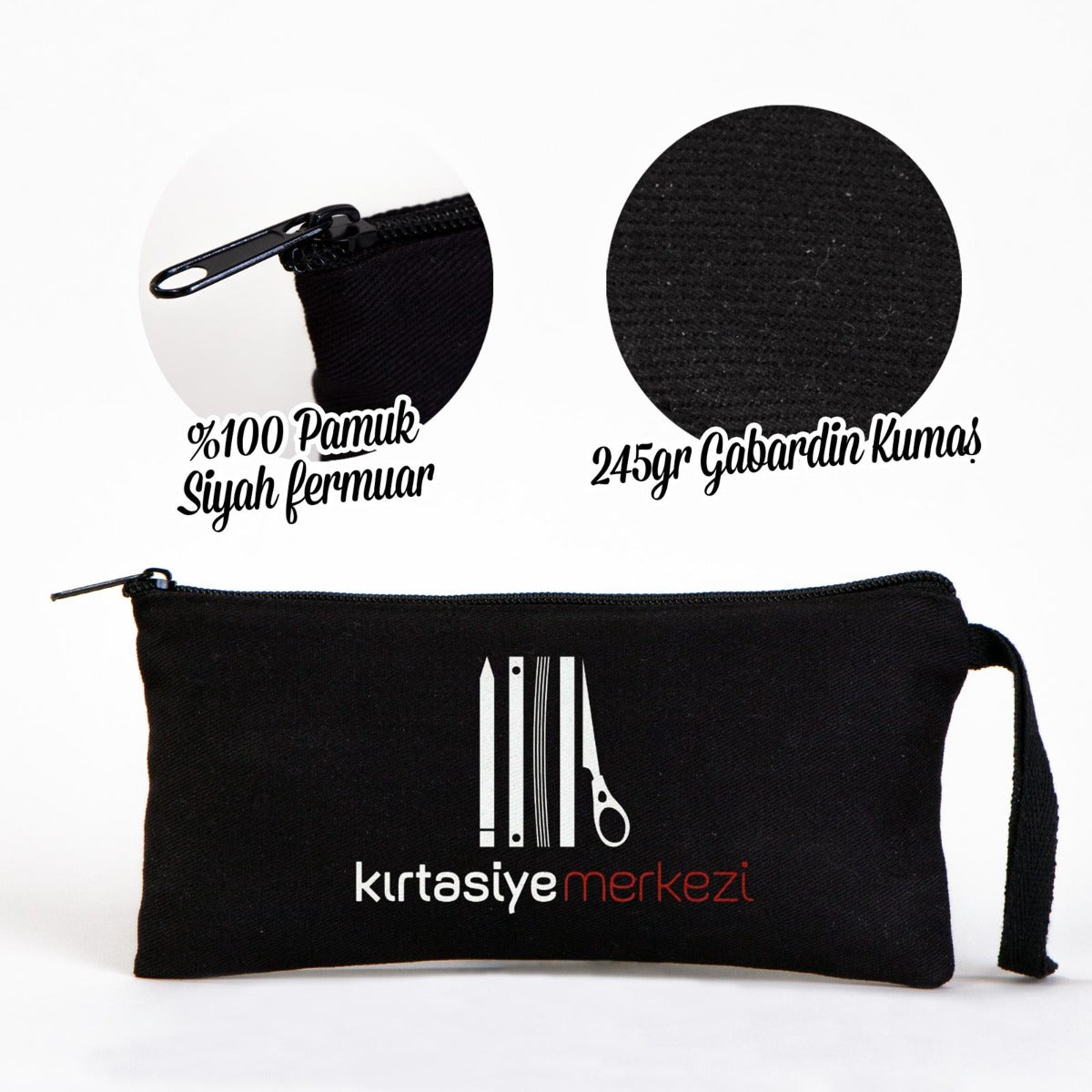 Bez Kalemlik ve Makyaj Çantası - Siyah 21x10 cm (Özelleştirilebilir) - istecanta.com