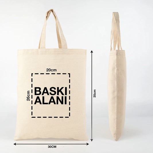 Gabardin Bez Çanta Kısa Kulp 30x35 cm (Özelleştirilebilir)