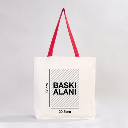 Kanvas Plaj Çantası Kırmızı Kulp 48x41x10 cm ( Özelleştirilebilir) - istecanta.com