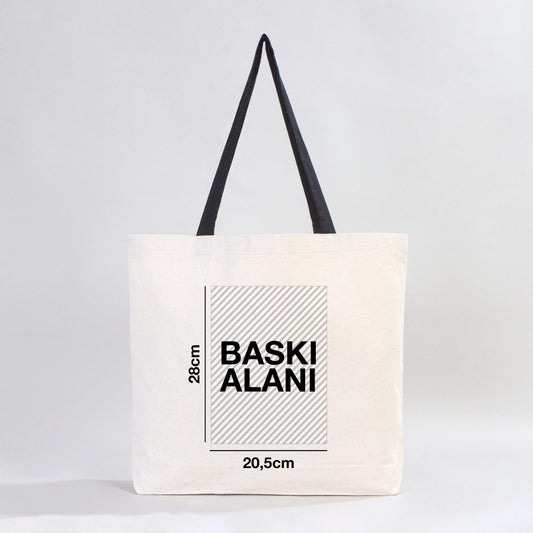 Kanvas Plaj Çantası Siyah Kulp 48x41x10 cm (Özelleştirilebilir) - istecanta.com