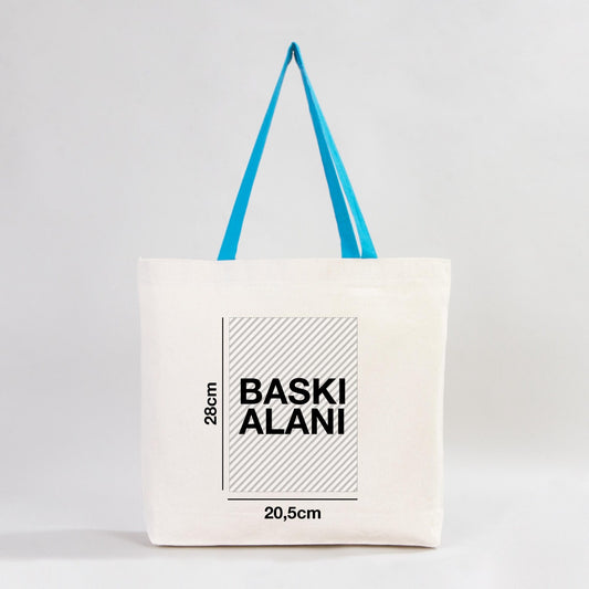 Kanvas Plaj Çantası Turkuaz Kulp 48x41x10 cm ( Özelleştirilebilir) - istecanta.com